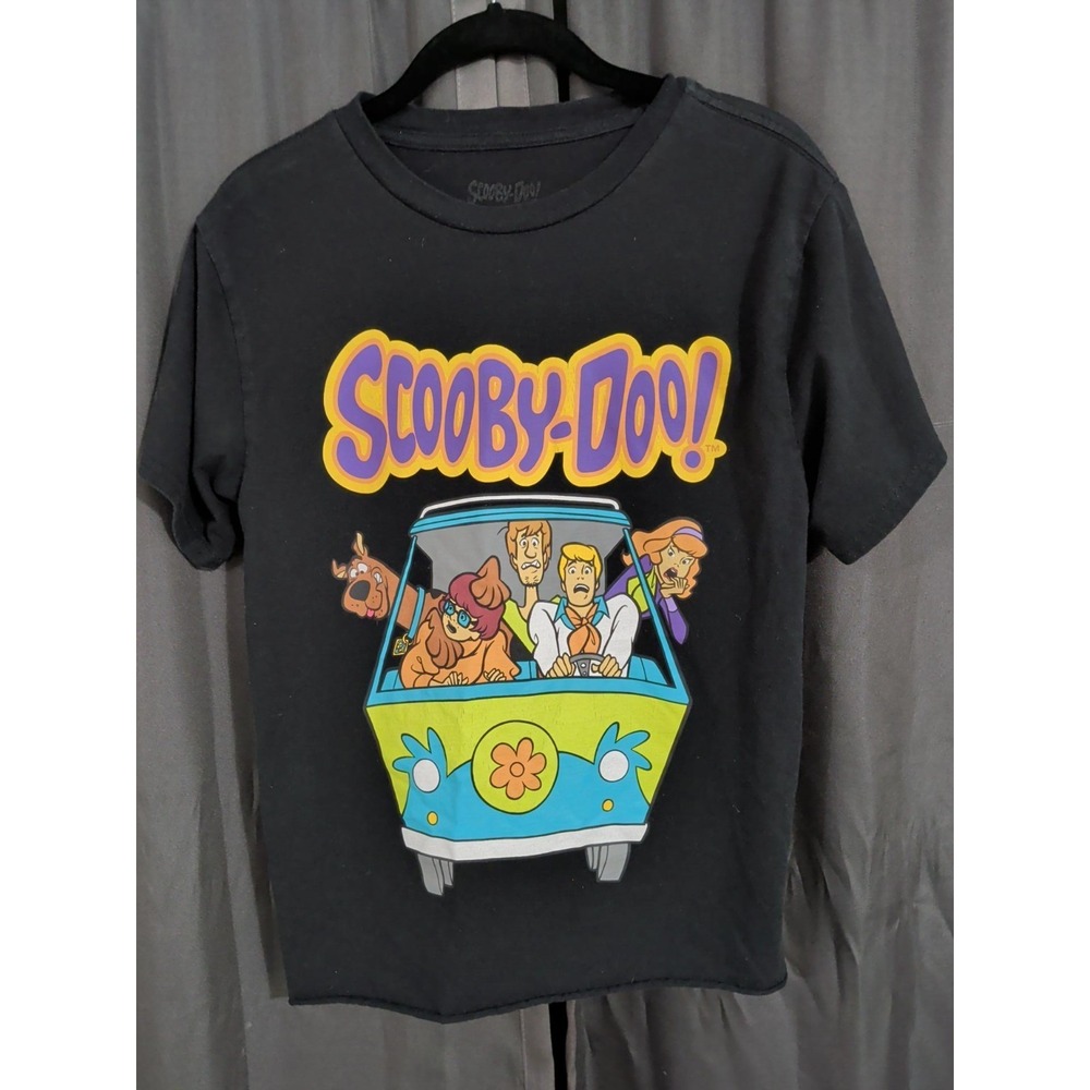 Scooby Doo Mens M Black Mystery Machine Graphic T Shirt Cartoon Characters